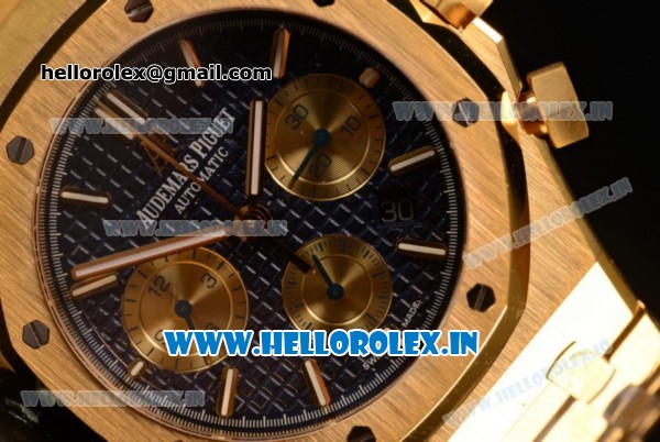 Audemars Piguet Royal Oak Chrono Swiss Valjoux 7750 Automatic Yellow Gold Case Blue Dial With Stick Markers Yellow Gold Bracelet - Click Image to Close